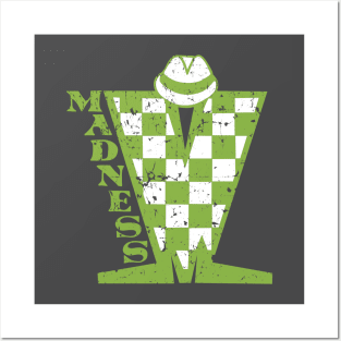 Madness Vintage Checkerboard Green & White Posters and Art
